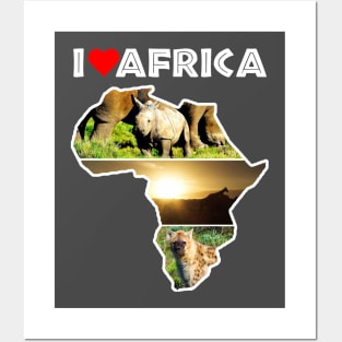 I Love Africa Wildlife Collage Map Posters and Art